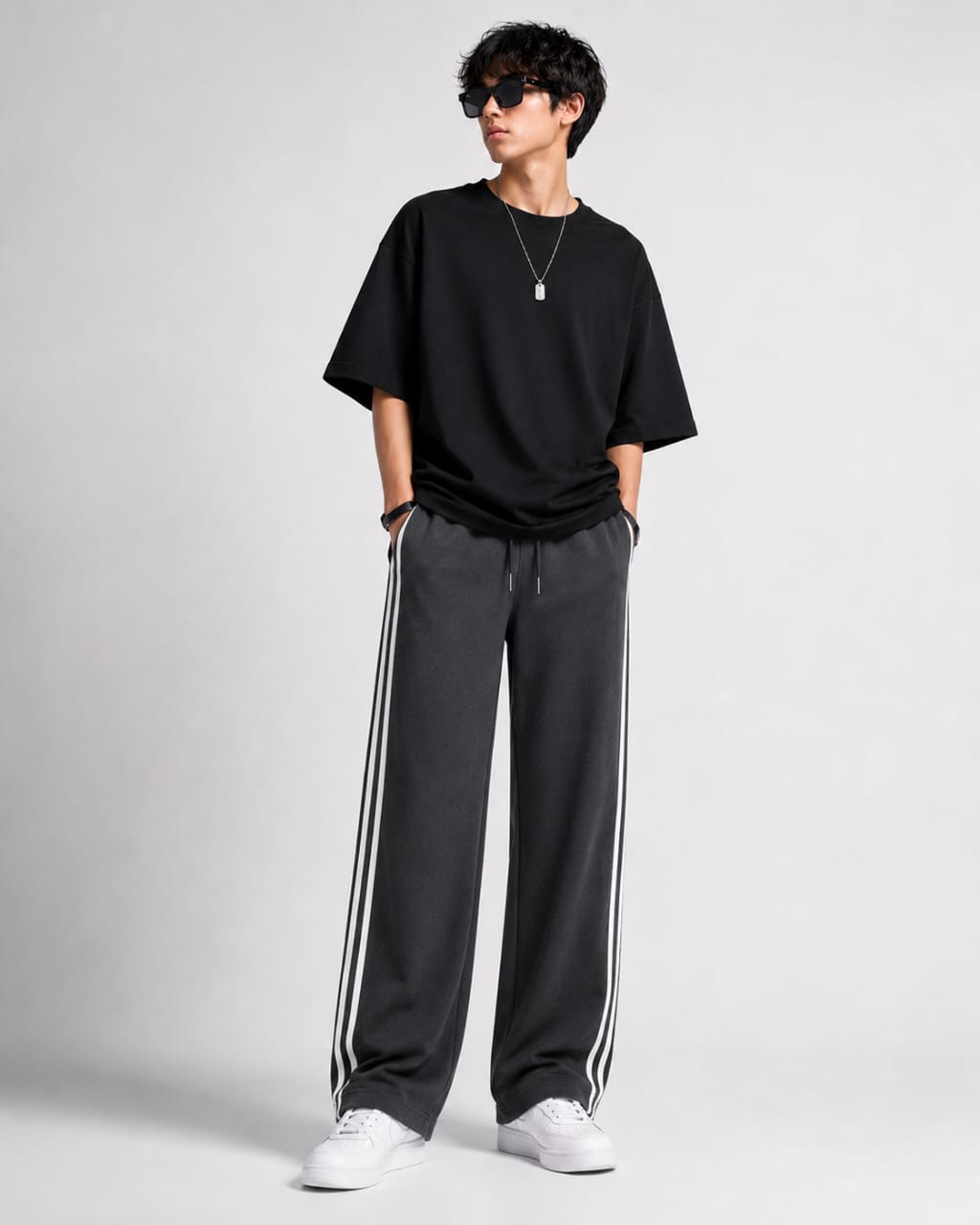 Black shirt with Strips Trouser