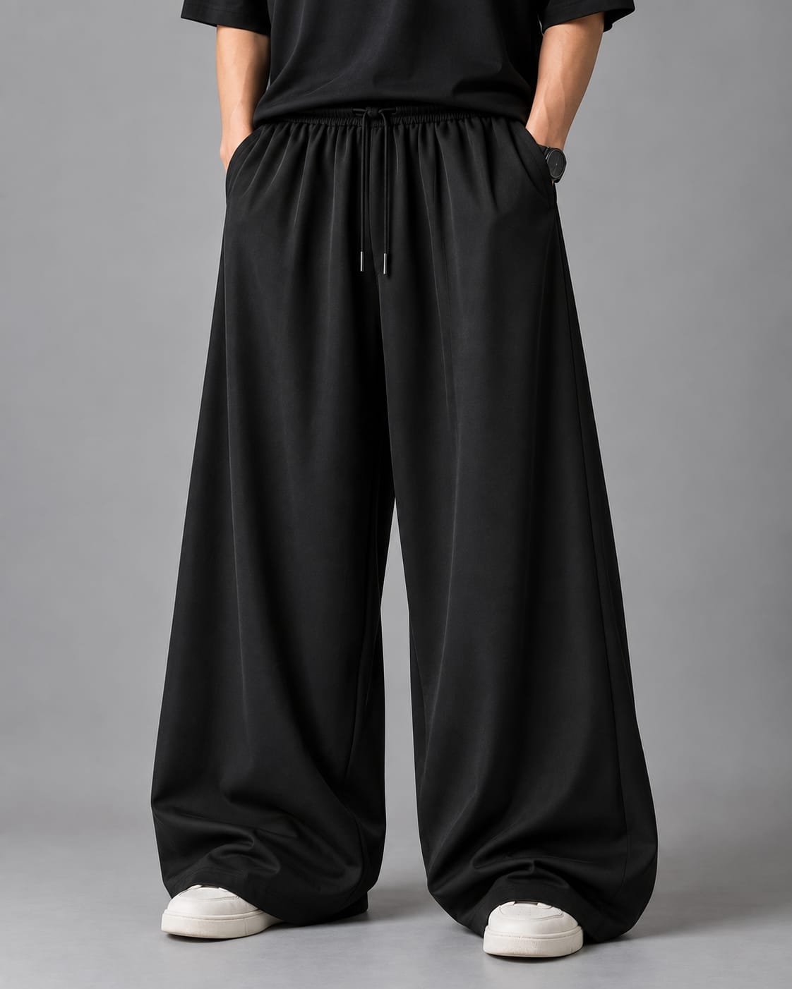 Black beggy trousers interlock fabric man and woman