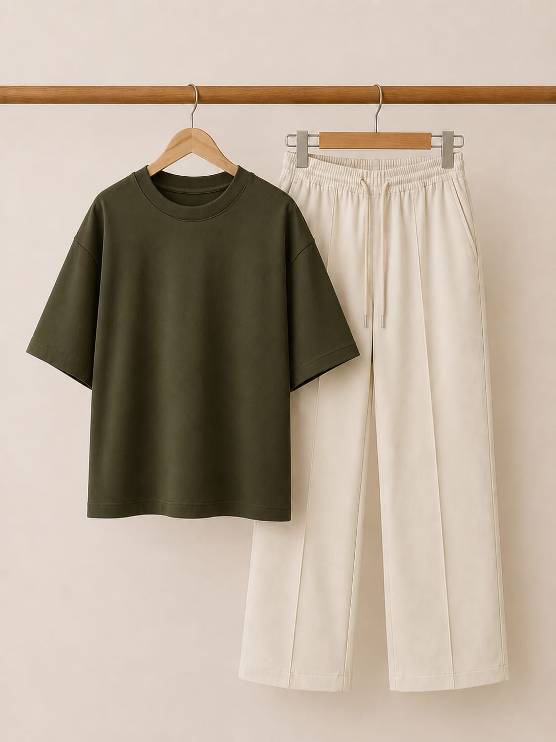 Grreen Shirt with white bottom