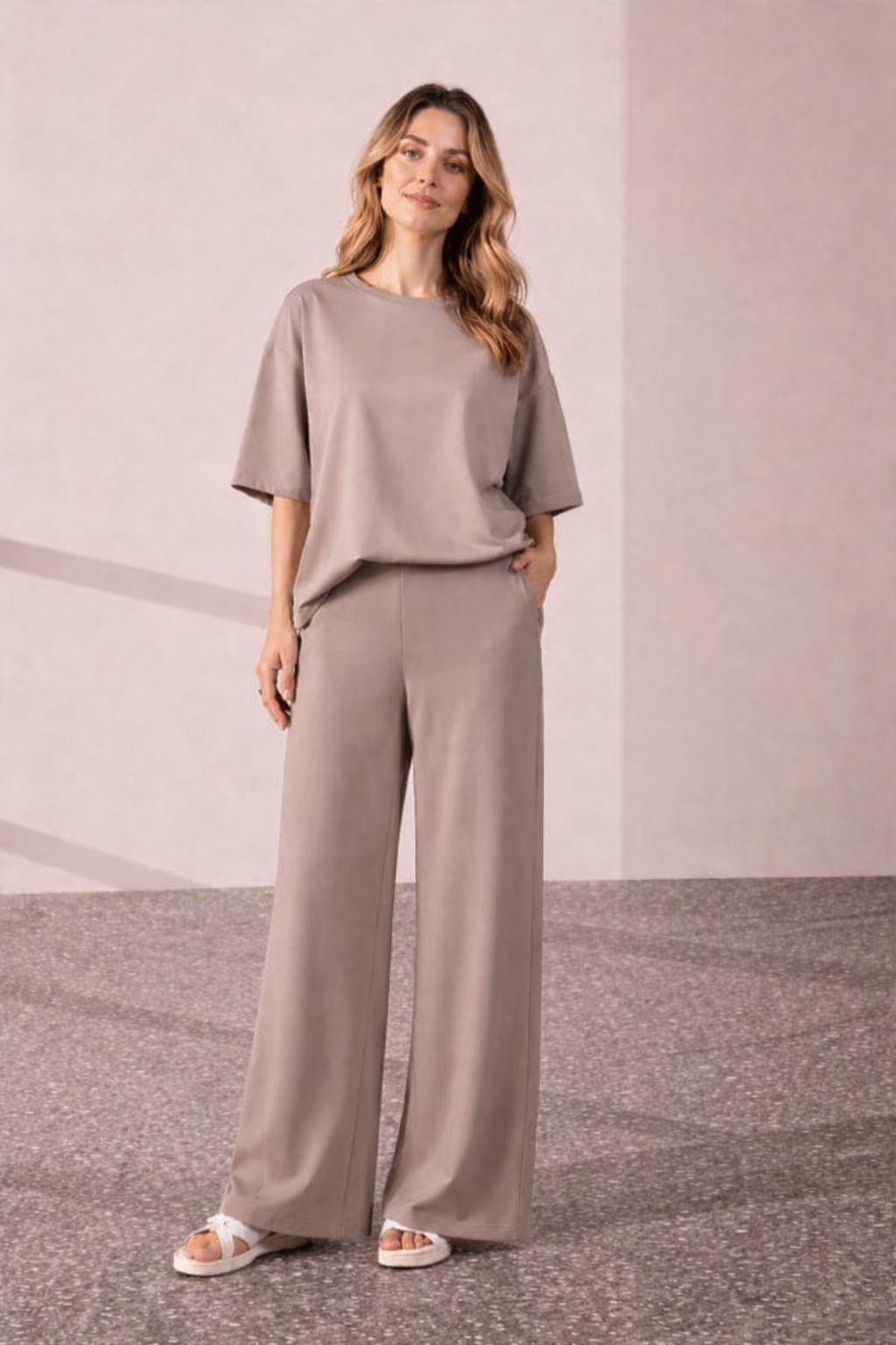 korean style  2 piece set Beige