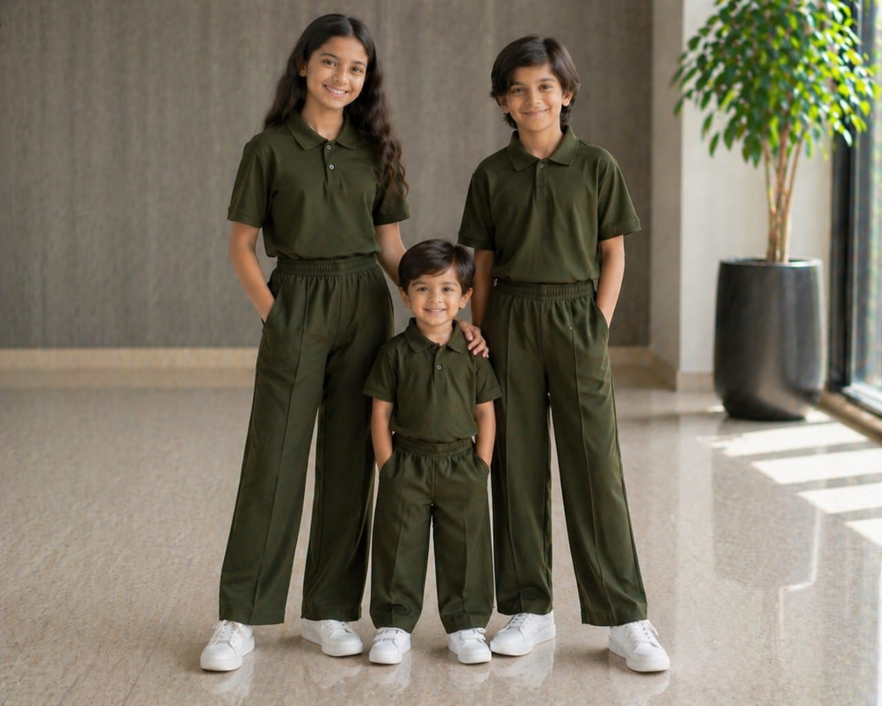 Olive  Polo co-ordsets Mesh