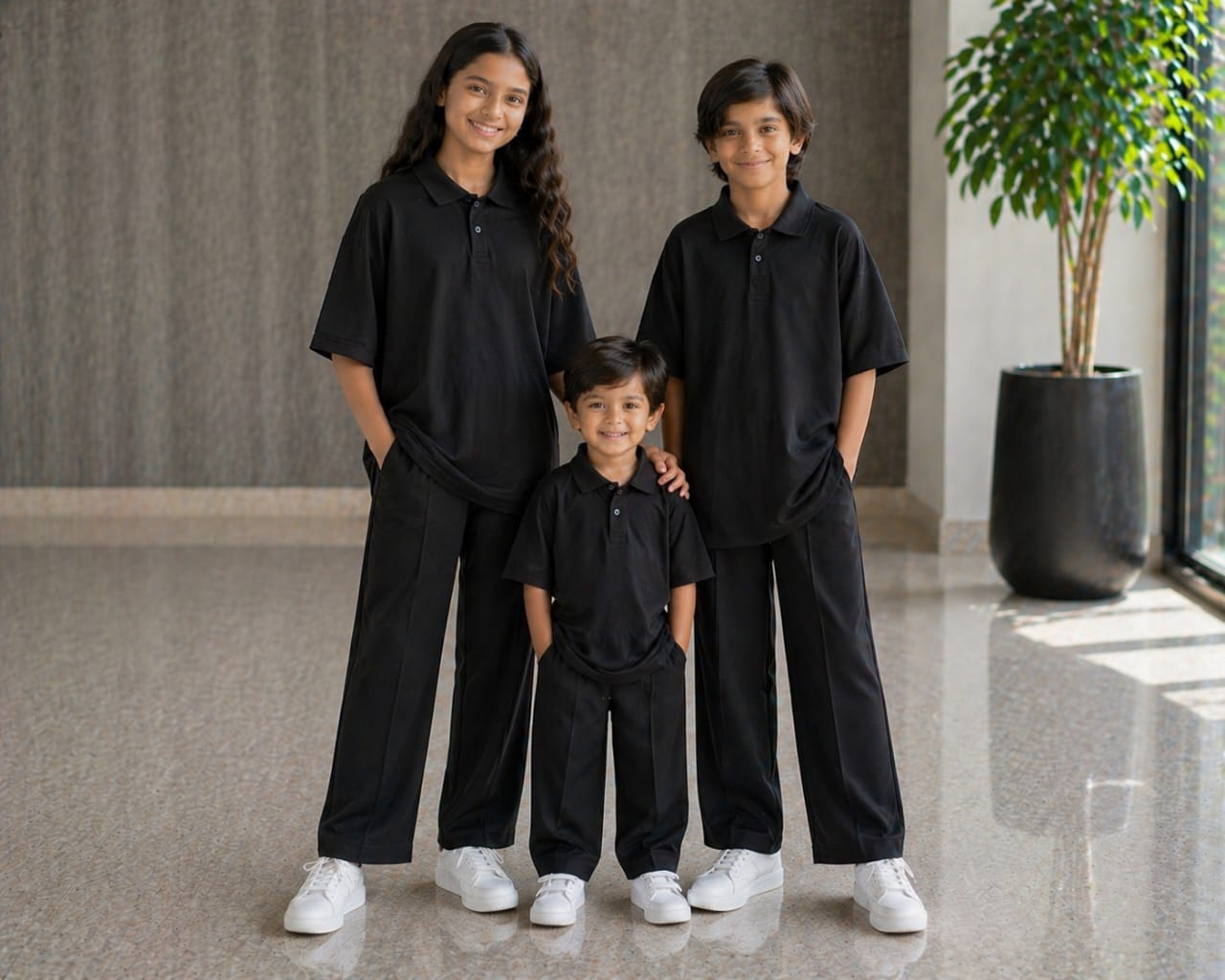 Black Polo co-ordsets Mesh