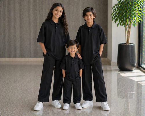Black Polo co-ordsets Mesh