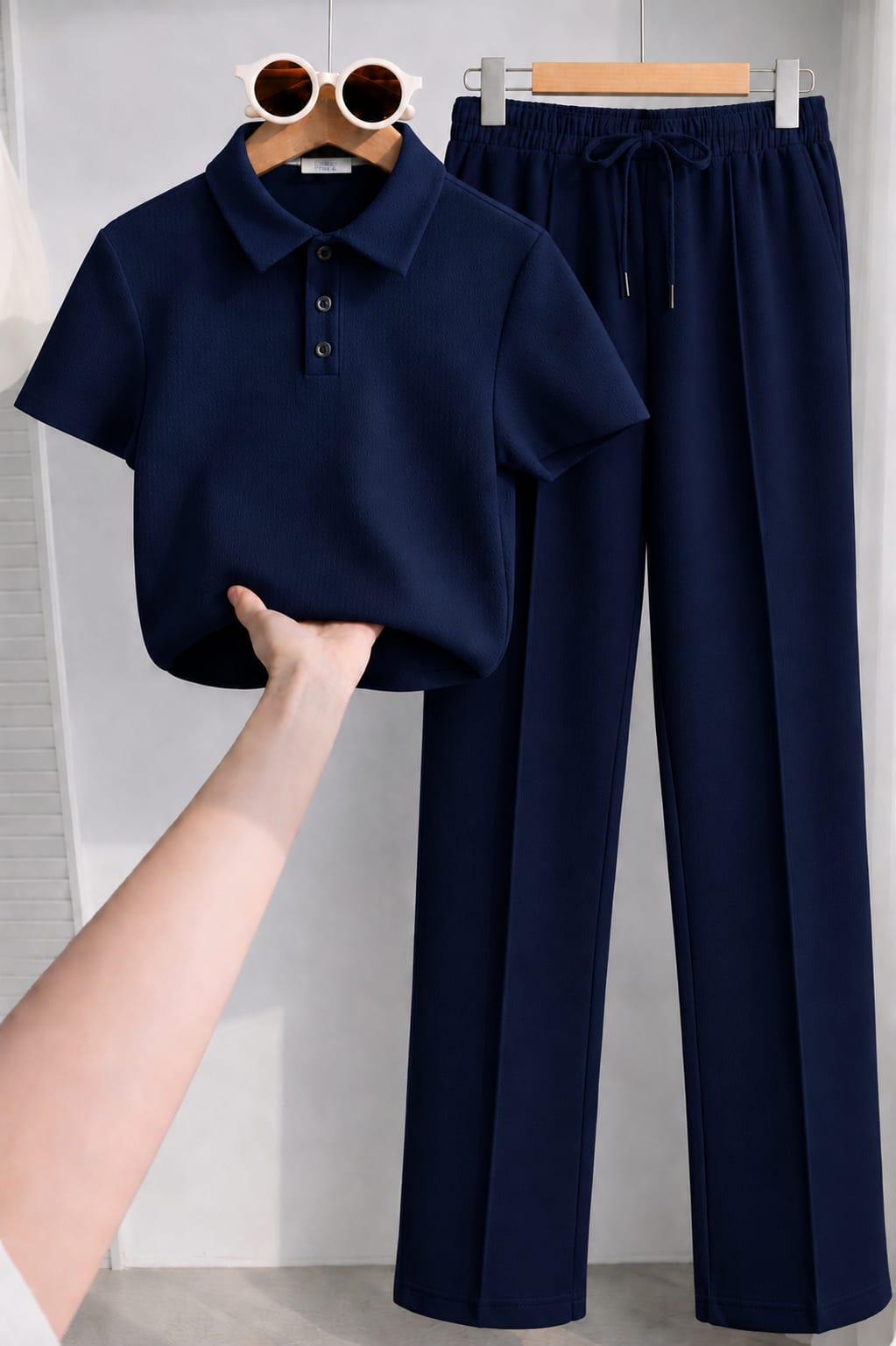 Blue  Polo co-ordsets Mesh
