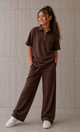 Oversized korean Polo Cord set