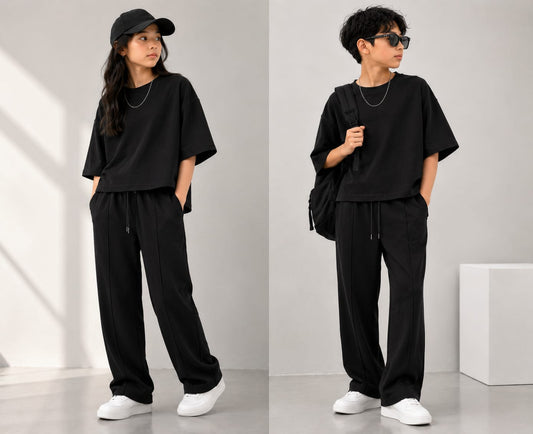 Cotton Fabric korean over size set unisex