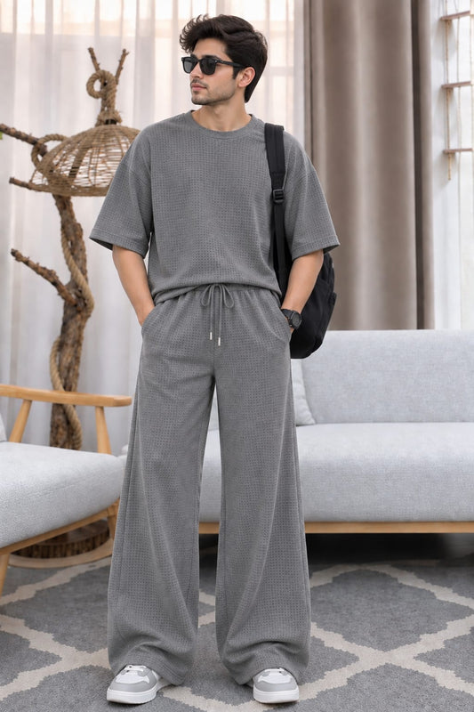 korean style  Grey  waffle knitted fabric