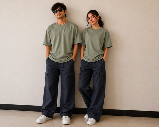Crew neck  with Carogo pants