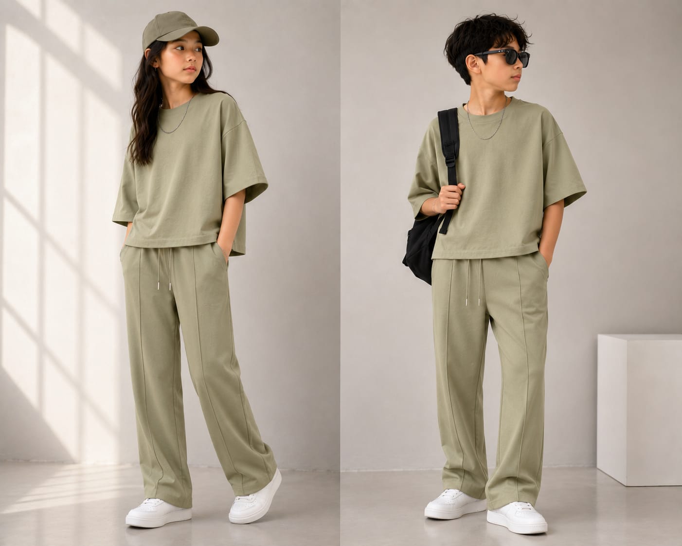 korean over size set unisex cotton