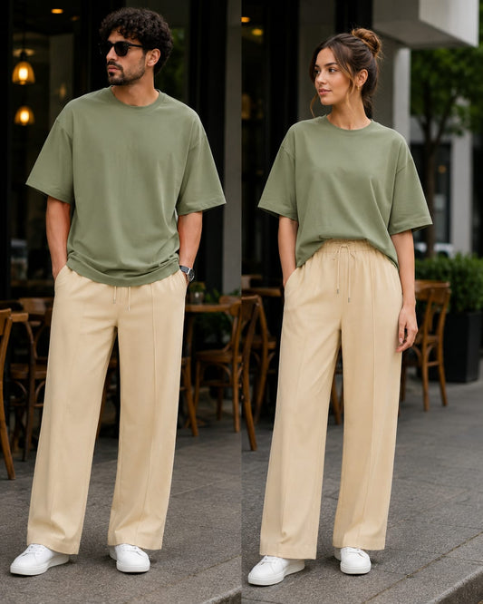 Olive Cotton shirt with off-white bottom