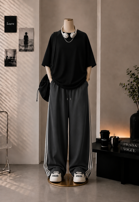 Black shirt with Strips Trouser