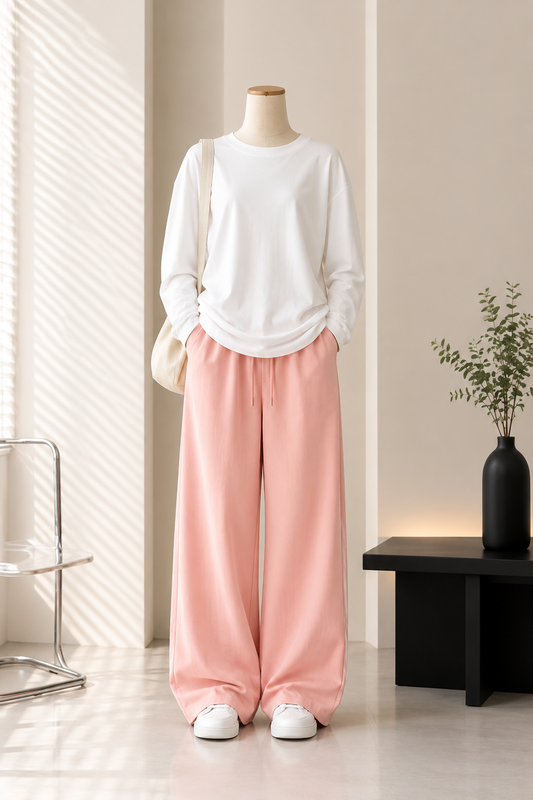 Peach beggy trouser  white shirt is free