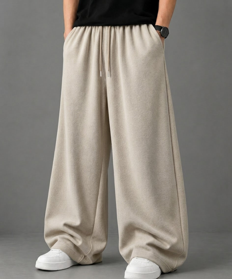 offwhite Man and woman StreetHx &nbsp;Drawstring Waist Wide Leg Casual Loose Sports Barrel Leg Pants unisex