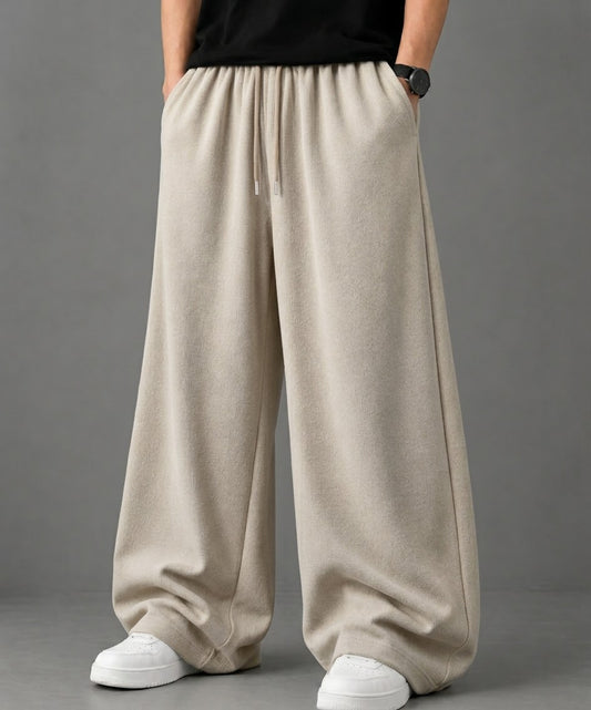offwhite Man and woman StreetHx &nbsp;Drawstring Waist Wide Leg Casual Loose Sports Barrel Leg Pants unisex