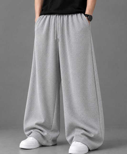 Grey  beggy trousers waffle knitted fabric  man and woman