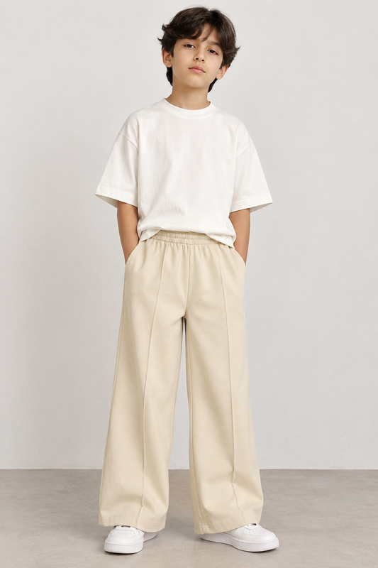 korean Pant off-white scuba fabric