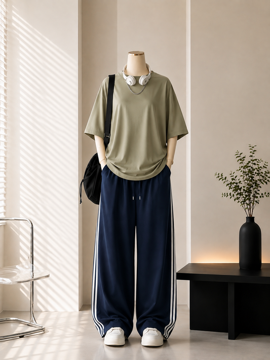 Olive  shirt with Strips Trouser blue