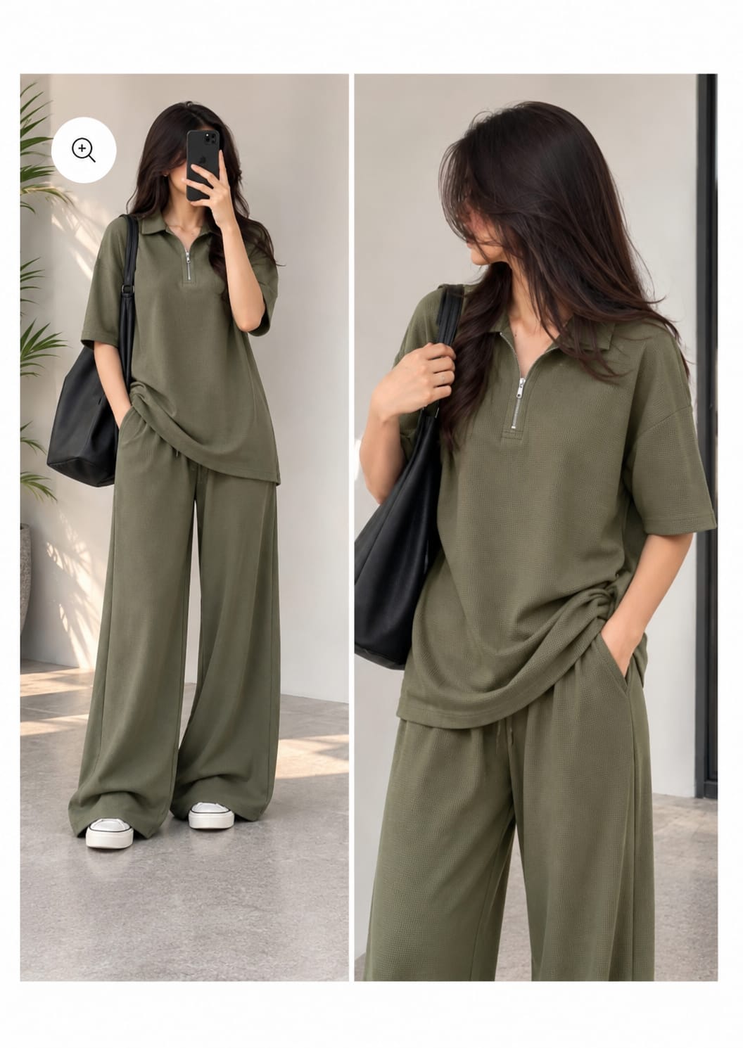 Olive Polo over sized Set  deliveies will start after 1 week